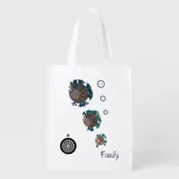 Polyester Bag - Blue and Green Fish Family