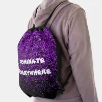 Purple Glitter on Black Dominate Everywhere | Drawstring Bag