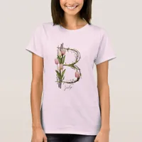 Modern Monogram B: Tulips, Bark & Vines T-Shirt