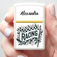 Racing flags with floral designs zippo lighter