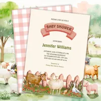 Farm Animals Barnyard Gender Neutral Baby Shower Invitation