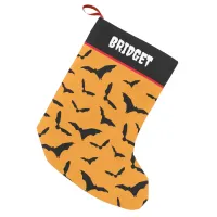 Halloween Gothic Bats Orange and Black Small Christmas Stocking