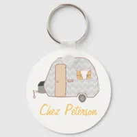 Personalized Retro Art Caravan Owner's Keychains