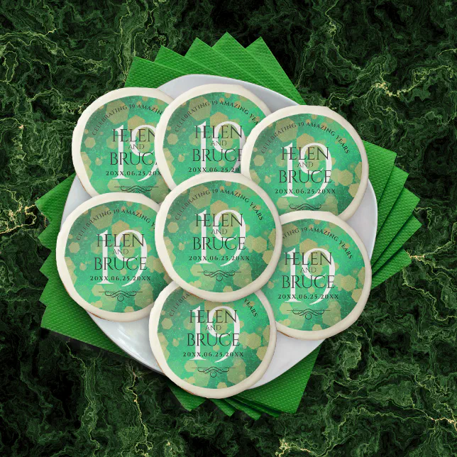 Elegant 19th Jade Wedding Anniversary Celebration Sugar Cookie