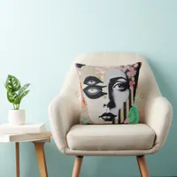 surreal abstract woman throw pillow