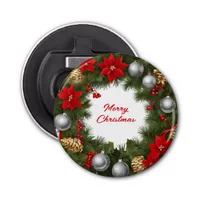 Merry Christmas Festive Wreath Colorful Holiday Bottle Opener