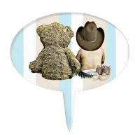 Cowboy Baby Teddy Bear Baby Shower Cupcake Topper