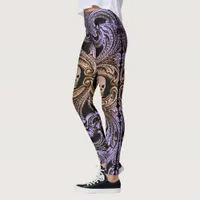 Goth Purple Ornament With Skull Leggings