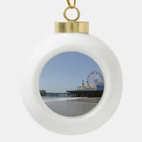 Santa Monica Pier Ceramic Ball Christmas Ornament