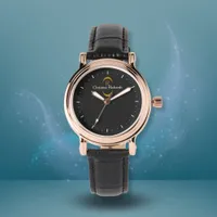 Elegant Gold Monogram Black Modern Watch