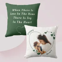 Happy Heart Green Photo Pillow