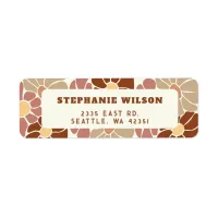 Terracotta Retro Groovy Boho Chic Floral Wedding Label