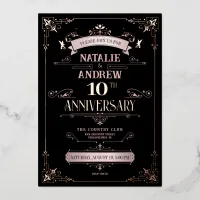 Rose Gold and Black Elegant  Foil Invitation