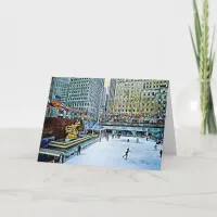 New York City Rockefeller Digital Art Christmas Holiday Card