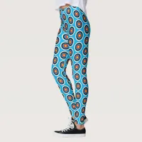 Archery Bullseye Target and Arrows Pattern on Blue Leggings