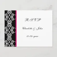 damask rsvp invitation postcard