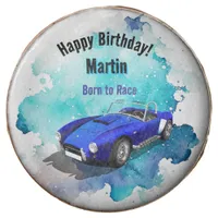 Classic Retro Blue Sports Car Birthday Adventure H Chocolate Covered Oreo