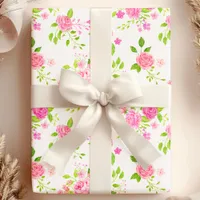 Chic English Roses Watercolor Floral Wrapping Paper