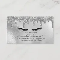 Glitter Silver Eyelash Extension Loyalty Business Card