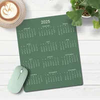 2025 Modern Minimalist Sage Green Calendar Mouse Pad