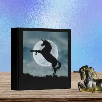 Unicorn Silhouette Full Moon Night Sky 3 Ring Binder