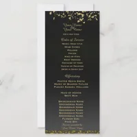 Black and Faux Gold Glitter Wedding Program