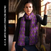 Kaleidoscope Flowers in Purple Chiffon Scarf