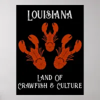 Distressed Travel Louisiana-Crawfish & Culture  Poster