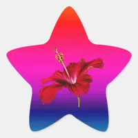 Red Hibiscus Flower Side View Star Sticker