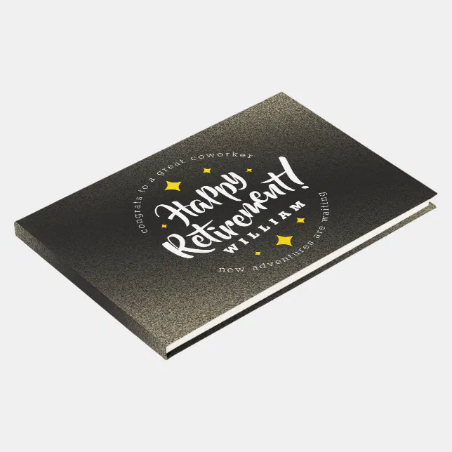 Fun Gold Glitter Stars Retirement New Adventures Guest Book