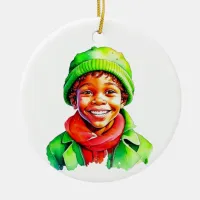 Vintage Christmas Elf  Personalized Ceramic Ornament