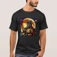 Comic Book Style Werewolf in Front of Full Moon T-Shirt