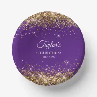 Gold Foil Royal Purple 40th Birthday Paper Bowls