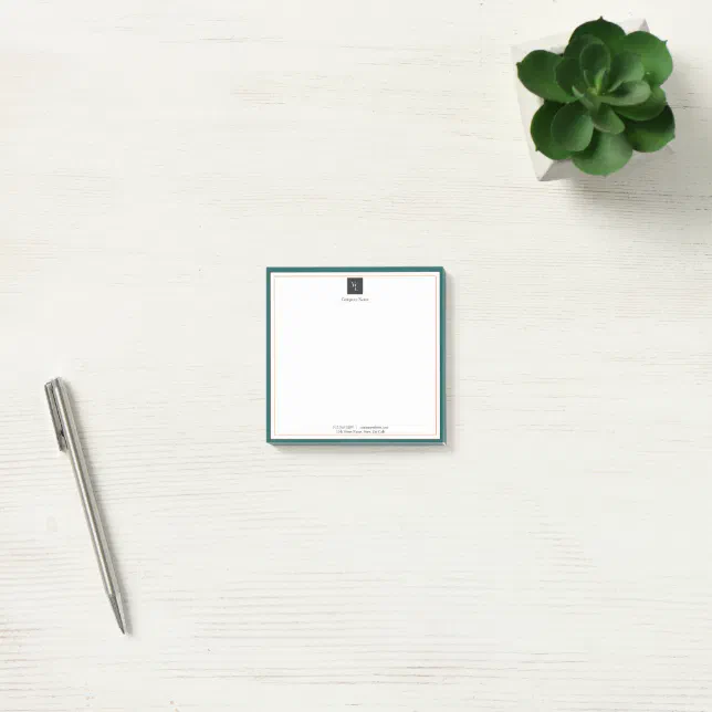 Modern Green White Gold with Business Logo Post-it Notes