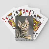 Cute fluffy tabby kitten - personalizable  poker cards