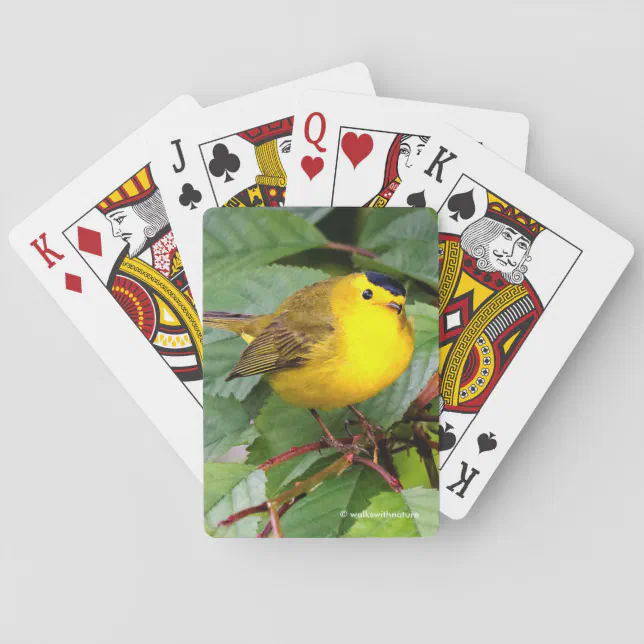 Beautiful Wilson's Warbler in the Cherry Tree Poker Cards