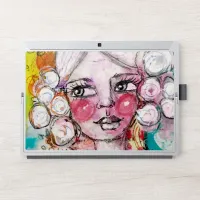 Cute Whimisical Girl Artstic Bold Colorful Modern HP Laptop Skin