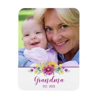 New Grandma Elegant Flowers Photo Magnet