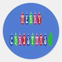 Colorful Merry Christmas Ornament Font Classic Round Sticker