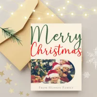 Colorful Merry Christmas Arch Family Photo Wishes Postcard