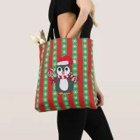 Christmas Penguin Holiday Gift Tote Bag