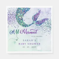 Purple Glitter Mermaid Baby Shower  Napkins