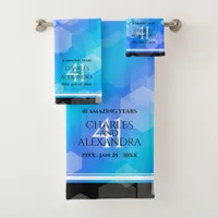 Elegant 41st Blue Topaz Wedding Anniversary Bath Towel Set