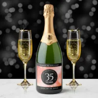 Elegant 35th Coral Wedding Anniversary Celebration Sparkling Wine Label