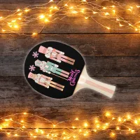 Christmas in Pink Nutcrackers on Black |  Ping Pong Paddle