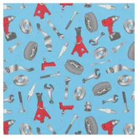 Mechanic Tools and Equipment Pattern Fabric