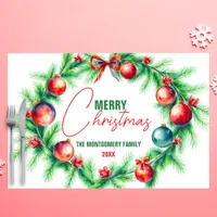 Festive Christmas Holiday Wreath Paper Placemat