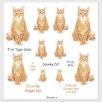 Orange Tabby Cat Lg Sticker Set