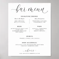 Wedding Bar Drinks Menu Elegant Signature Drinks Poster