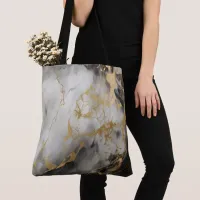 Gold, Black & White Marble | Tote Bag